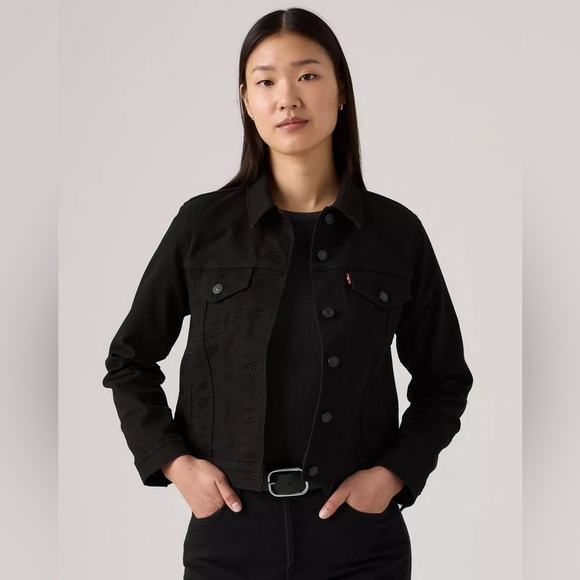 Levis Jacket Black Denim Original Trucker Jacket Slim Fit Size Small - Picture 1 of 16